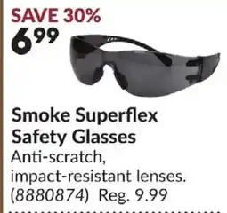 Princess Auto Smoke Superflex Safety Glasses offer