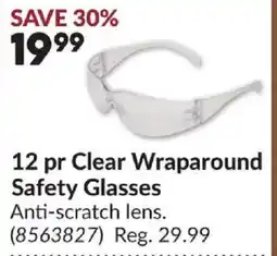 Princess Auto 12 pr Clear Wraparound Safety Glasses offer