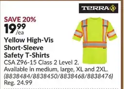 Princess Auto TERRA Yellow High-Vis Short-Sleeve Safety T-Shirts offer