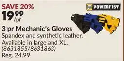 Princess Auto POWERFIST 3 pr Mechanic's Gloves offer