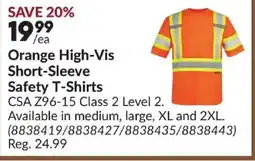 Princess Auto Orange High-Vis Short-Sleeve Safety T-Shirts offer
