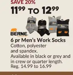 Princess Auto BERNE 6 pr Men's Work Socks offer