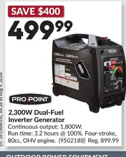 Princess Auto PRO POINT 2,300W Dual-Fuel Inverter Generator offer
