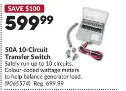 Princess Auto 50A 10-Circuit Transfer Switch offer