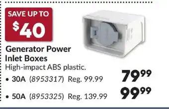 Princess Auto Generator Power Inlet Boxes offer