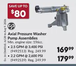 Princess Auto Axial Pressure Washer Pump Assemblies offer