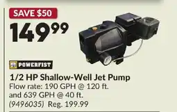 Princess Auto POWERFIST 1/2 HP Shallow-Well Jet Pump offer