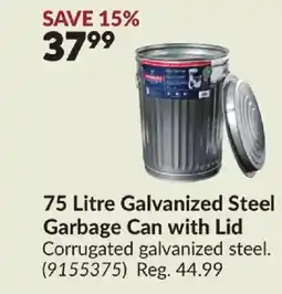 Princess Auto Galvanized Steel Garbage Can with Lid offer