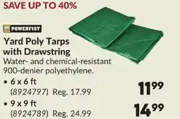 Princess Auto POWERFIST Yard Poly Tarps with Drawstring offer