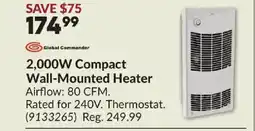 Princess Auto GLOBAL COMMANDER 2,000W Compact Wall-Mounted Heater offer