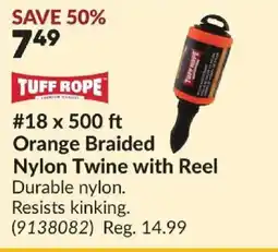 Princess Auto TUFF ROPE Orange Braided Nylon Twine with Reel offer