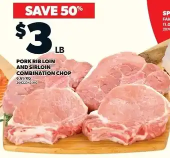 Pork rib loin and sirloin combination chop