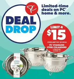 Real Canadian Superstore Pc stainless steel colanders offer
