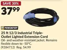 Princess Auto POWERFIST 12/3 Industrial Triple- Outlet Lighted Extension Cord offer