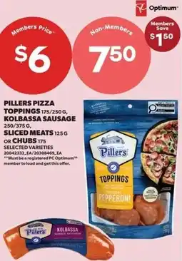 Real Canadian Superstore Pillers pizza toppings kolbassa sausage sliced meats or chubs offer