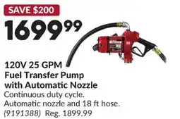 Princess Auto 120V 25 GPM Fuel Transfer Pump with Automatic Nozzle offer
