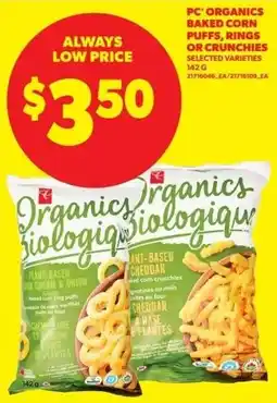 Real Canadian Superstore Pc organics baked corn puffs rings or crunchies offer