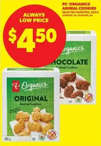 Real Canadian Superstore Pc organics animal cookies offer