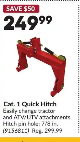 Princess Auto Cat. 1 Quick Hitch offer