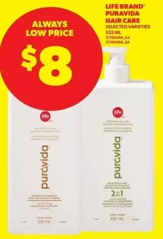 Real Canadian Superstore Life brand puravida hair care offer