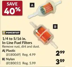 Princess Auto POWERFIST In-Line Fuel Filters offer