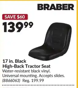 Princess Auto BRABER Black High-Back Tractor Seat offer
