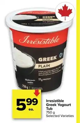 Metro IRRESISTIBLE Greek Yogourt Tub offer