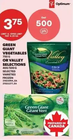 Real Canadian Superstore Green giant vegetables or valley selections offer