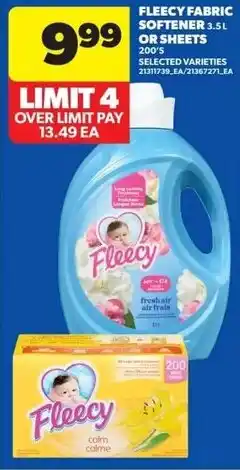 Fleecy fabric softener or sheets
