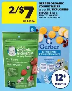 Real Canadian Superstore Gerber organic yogurt melts or lil explorers biscuits offer
