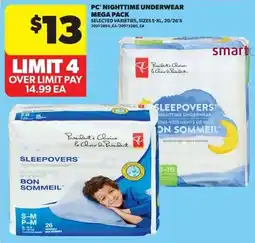 Real Canadian Superstore Pc nighttime underwear mega pack offer