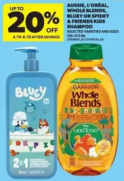 Real Canadian Superstore Aussie l oréal whole blends bluey or spidey & friends kids shampoo offer