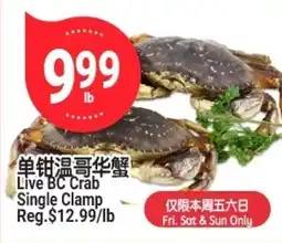 SunFood Supermarket Live BC Crab Single Clamp offer