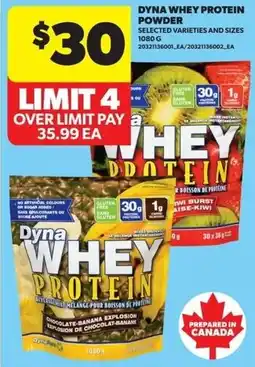 Real Canadian Superstore Dyna whey protein powder offer