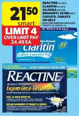 Real Canadian Superstore Reactine claritin allegra or benadryl 25 mg caplets tablets or gels offer