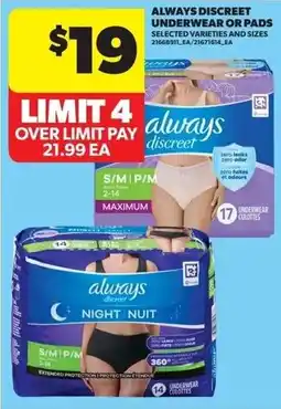 Real Canadian Superstore Always discreet underwear or pads offer