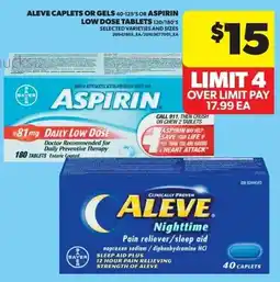 Real Canadian Superstore Aleve caplets or gels or aspirin low dose tablets offer