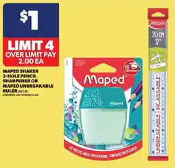 Real Canadian Superstore Maped shaker 2 hole pencil sharpener or maped unbreakable ruler offer