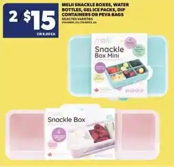 Real Canadian Superstore Melii snackle boxes water bottles gel ice packs dip containers or peva bags offer