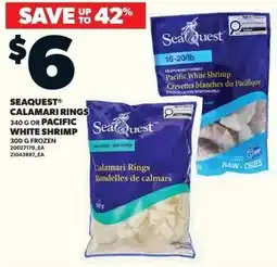 Loblaws Seaquest calamari rings or pacific white shrimp offer