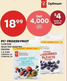 Loblaws PC frozen fruit club size offer