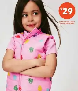 Real Canadian Superstore Toddler girls lego printed puffer vest offer