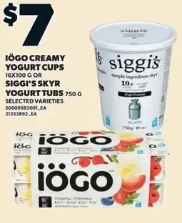 Loblaws Iögo creamy yogurt cups or siggi's skyr yogurt tubs offer
