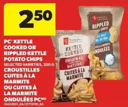 Real Canadian Superstore Pc kettle cooked or rippled kettle potato chips offer