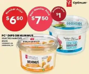 Loblaws Pc dips or hummus offer