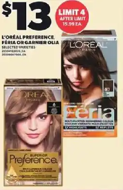 Loblaws L'oréal preference, feria or garnier olia offer