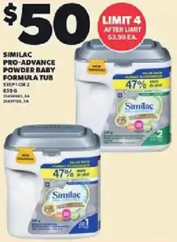 Loblaws Similac pro-advance powder baby formula tub offer