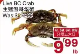 First Choice Supermarket Live BC Crab offer