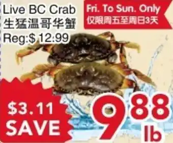 Yours Food Mart Live BC Crab offer