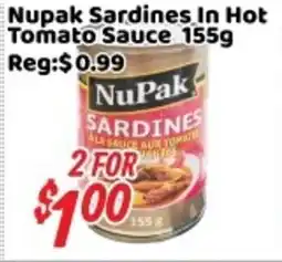 Nations Fresh Foods Nupak Sardines In Hot Tomato Sauce offer